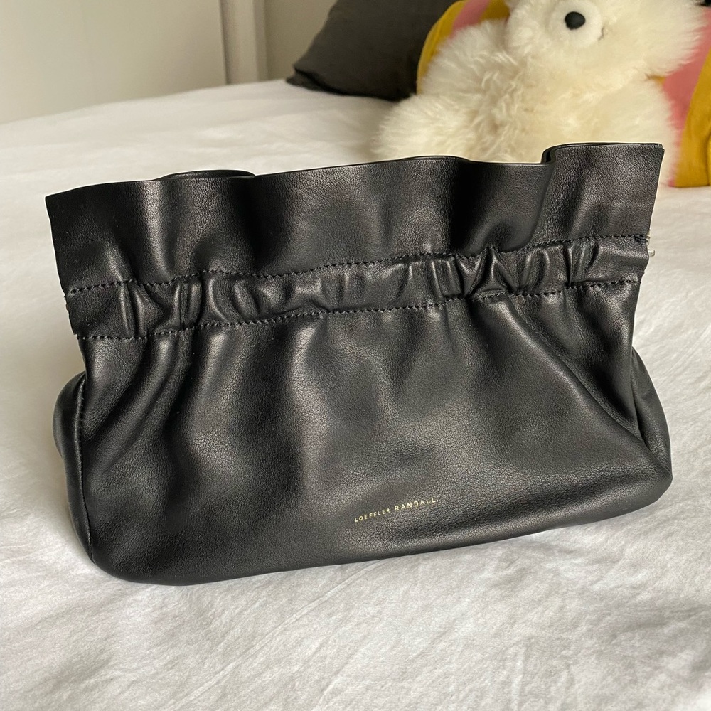 Loeffler Randall Black Leather Cinch Clutch